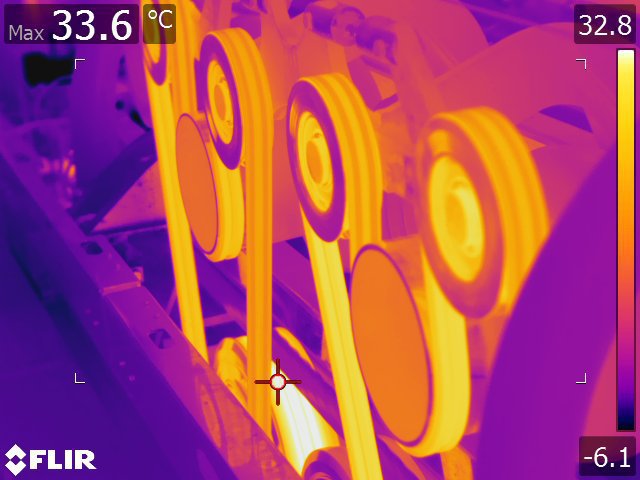 Thermogramm Industriethermografie Riementrieb mit FLIR Kamera